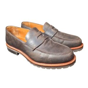 Beckett Simonon Fuentes Loafers 8.5 Men's Bison Leather Brown Dress Shoes